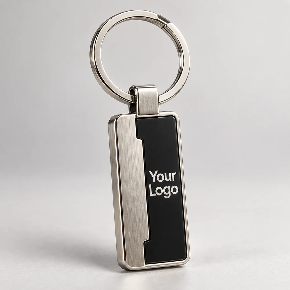 Dual-Finish Metal Tag Keychain